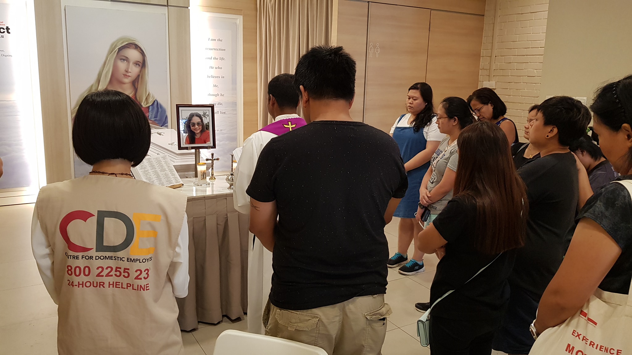 A memorial service is held Tuesday for Lucky Plaza victim Abigail Danao Leste. Photo: Center for Domestic Employees/Facebook