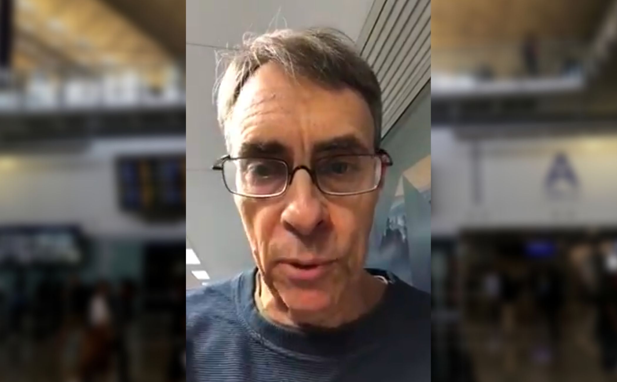 HRW head Kenneth Roth speaks in a video message revealing Hong Kong authorities’ decision to bar him from entering the city. Photo via Twitter.