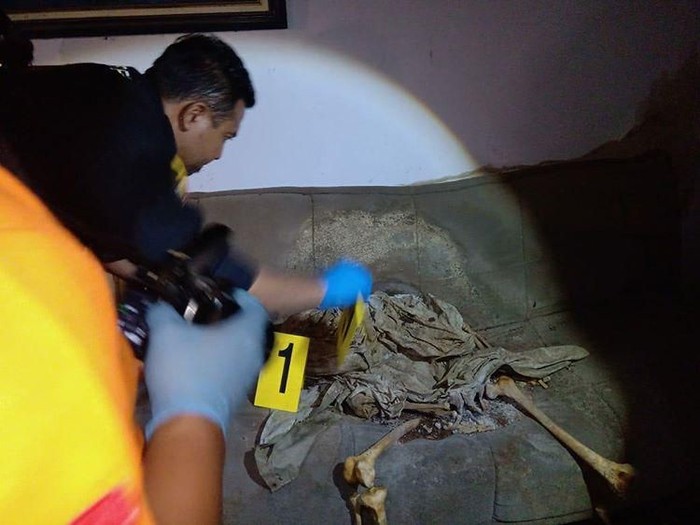 Skeletal remains found in an empty house in Bandung, West Java on Jan. 14, 2020. Photo: Margahayu Police handout