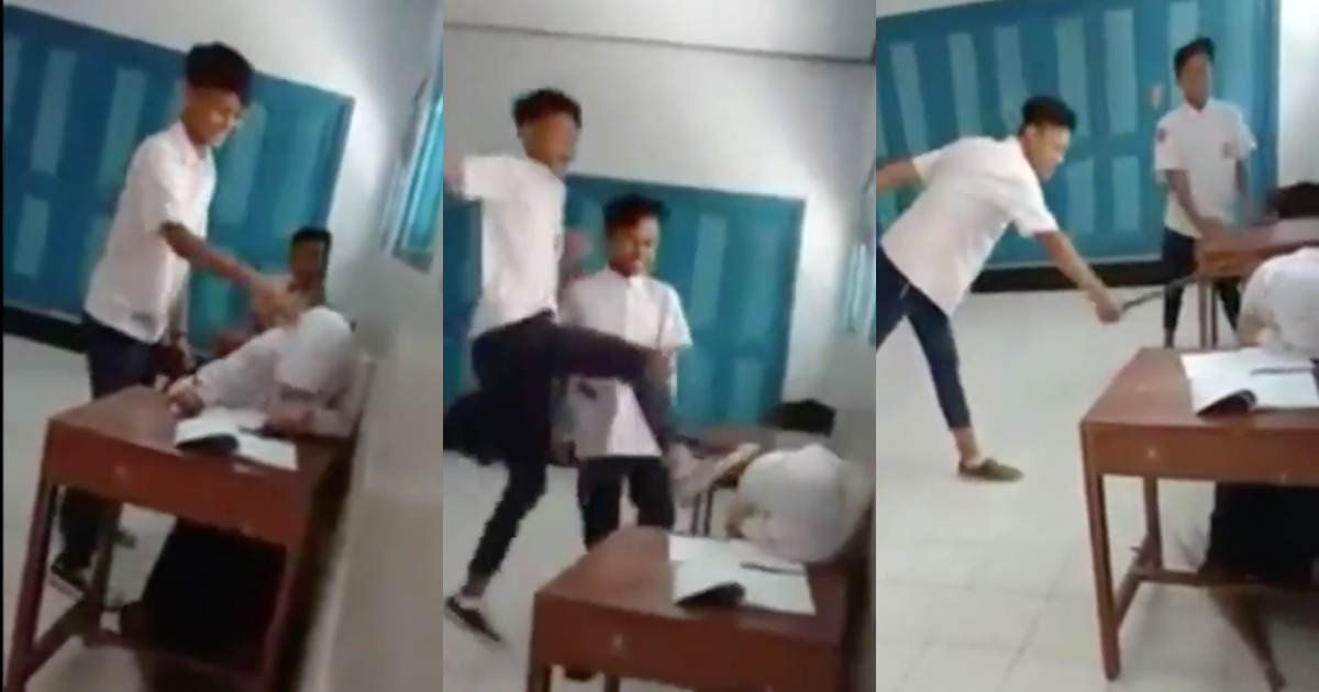 A video of three male junior high school students assaulting their helpless female classmate in Purworejo regency, Central Java has gone viral on social media. Photo: Twitter