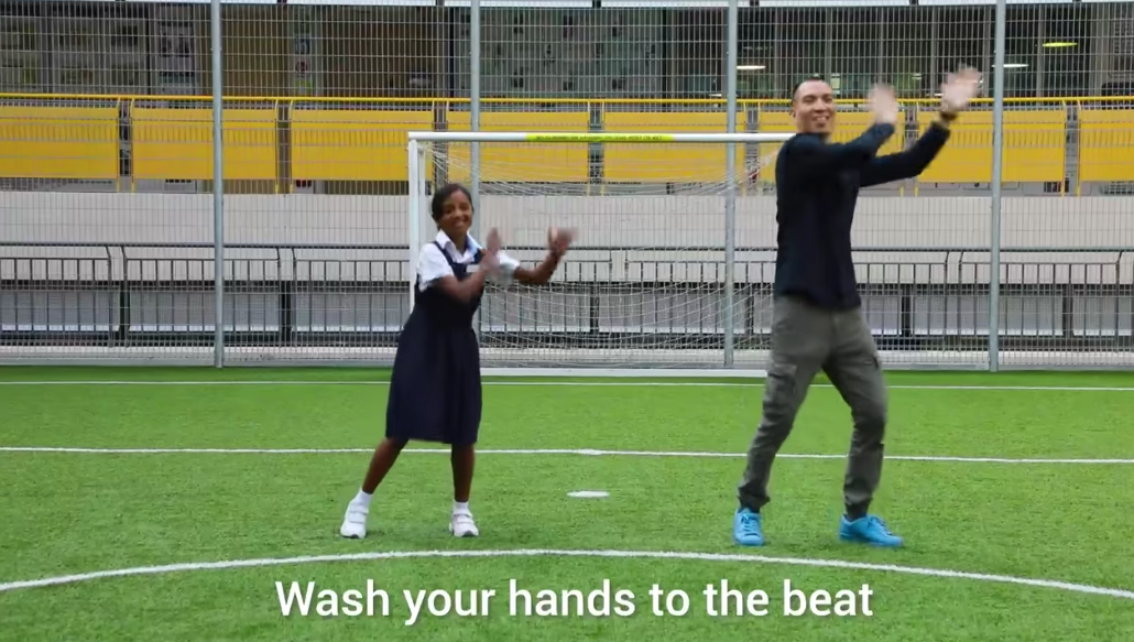 A scene from the ‘Bye Bye Virus’ music video. Image: Ministry of Education/YouTube