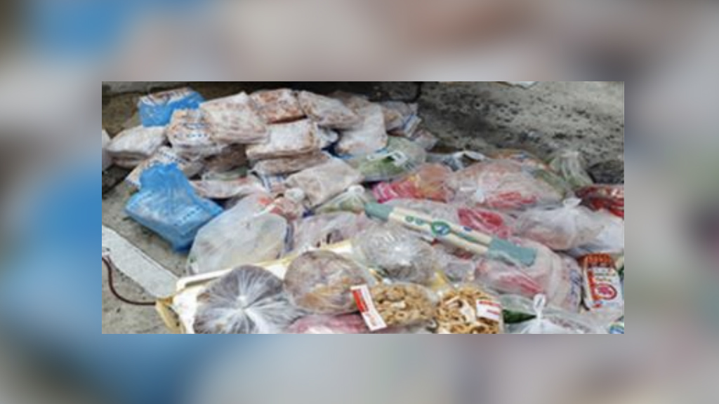 Egg, meat and seafood products seized from Thai man. Photo: Singapore Food Agency