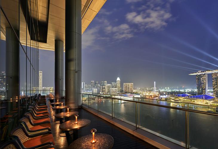 View from the Vue bar and grill restaurant at OUE Bayfront. Photo: Vue