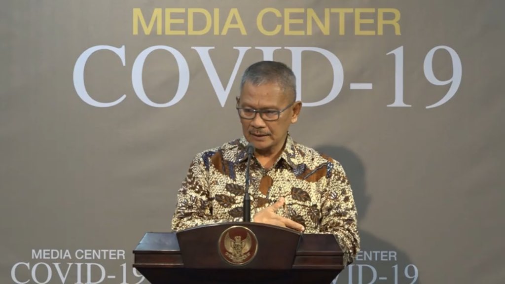 Indonesia’s COVID-19 spokesman Achmad Yurianto giving his daily update of the outbreak in Indonesia. Photo: Indonesia Ministry of Health