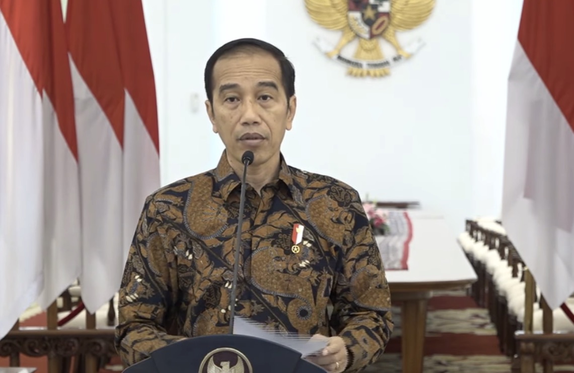 President Joko Widodo during a press statement in Jakarta on March 15. Screengrab: Presidential Secretariat