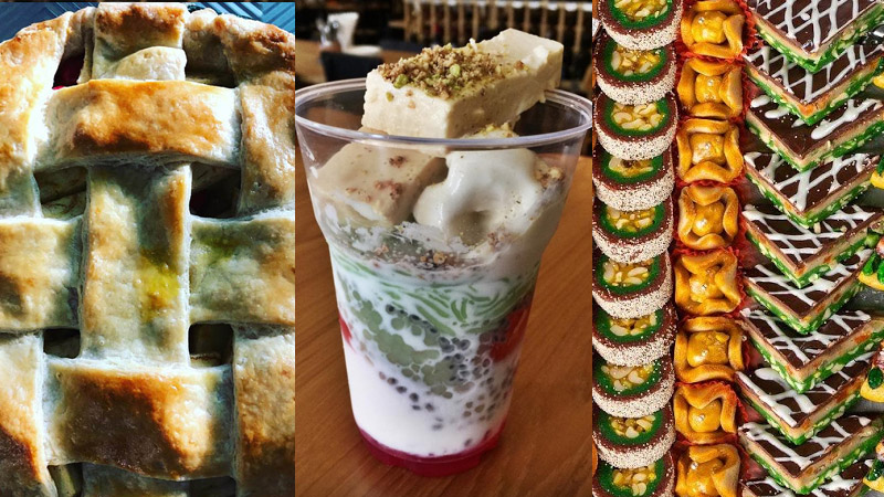 Apple pie, falooda, Indian treats. Photos: Yangon Bakehouse, Rangoon Tea House, Liberty Sweets & Snacks