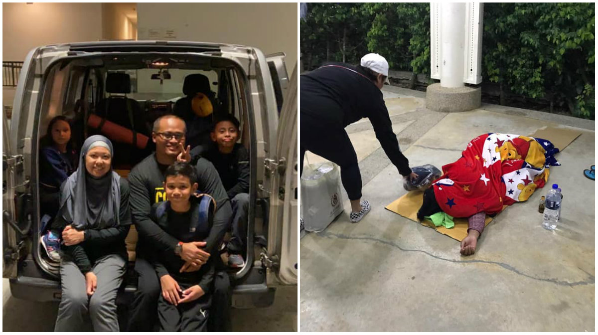 Singaporean family (left) among group of around 15 volunteers who scoured the island to help Malaysians in need. Photos: Shima Ali, Delane Lim/Facebook
