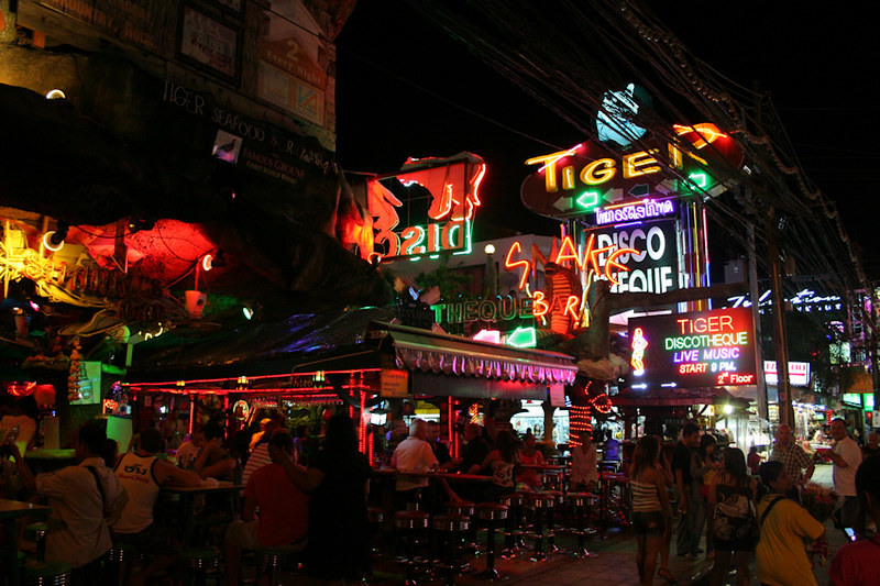 A number of COVID-19 cases have hit workers in Phuket’s Patong Beach area, a busy nightlife quarter. File photo: Joe Sau