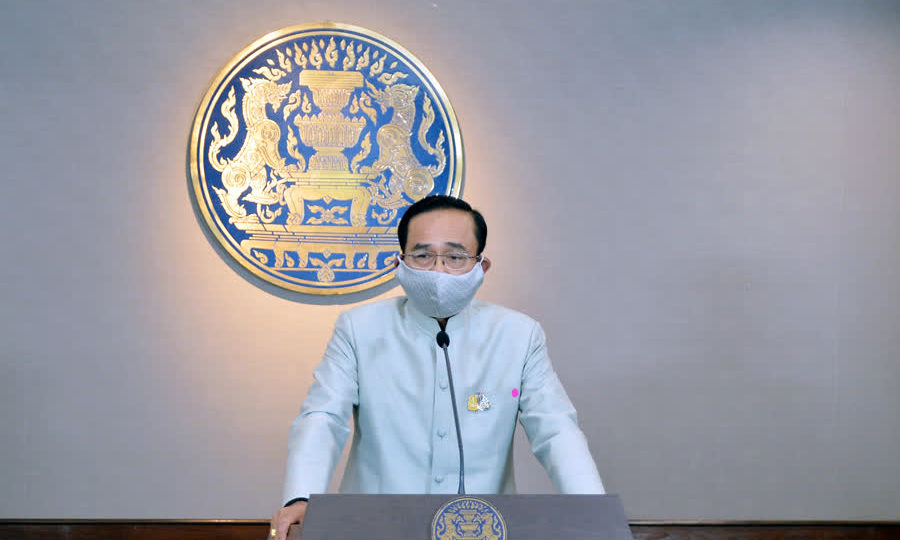 Prime Minister Prayuth Chan-ocha announces a state of emergency on Thursday afternoon. Photo: ThaiGov