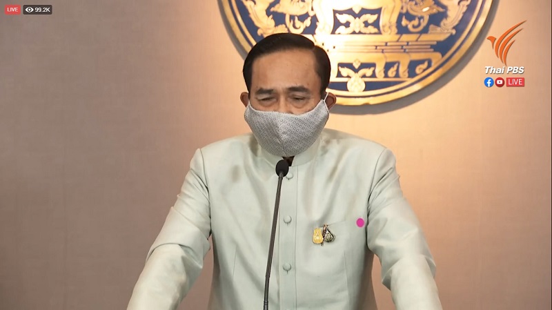 Prime Minister Gen. Prayuth Chan-o-cha speaks Tuesday.