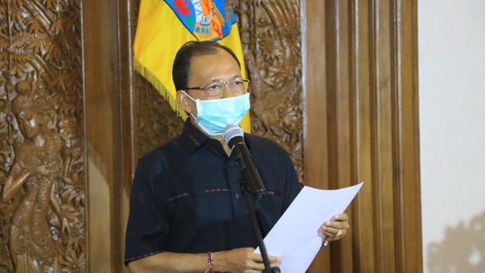Bali Governor Wayan Koster at a live press conference on April 8, 2020. Photo: Bali Provincial Government