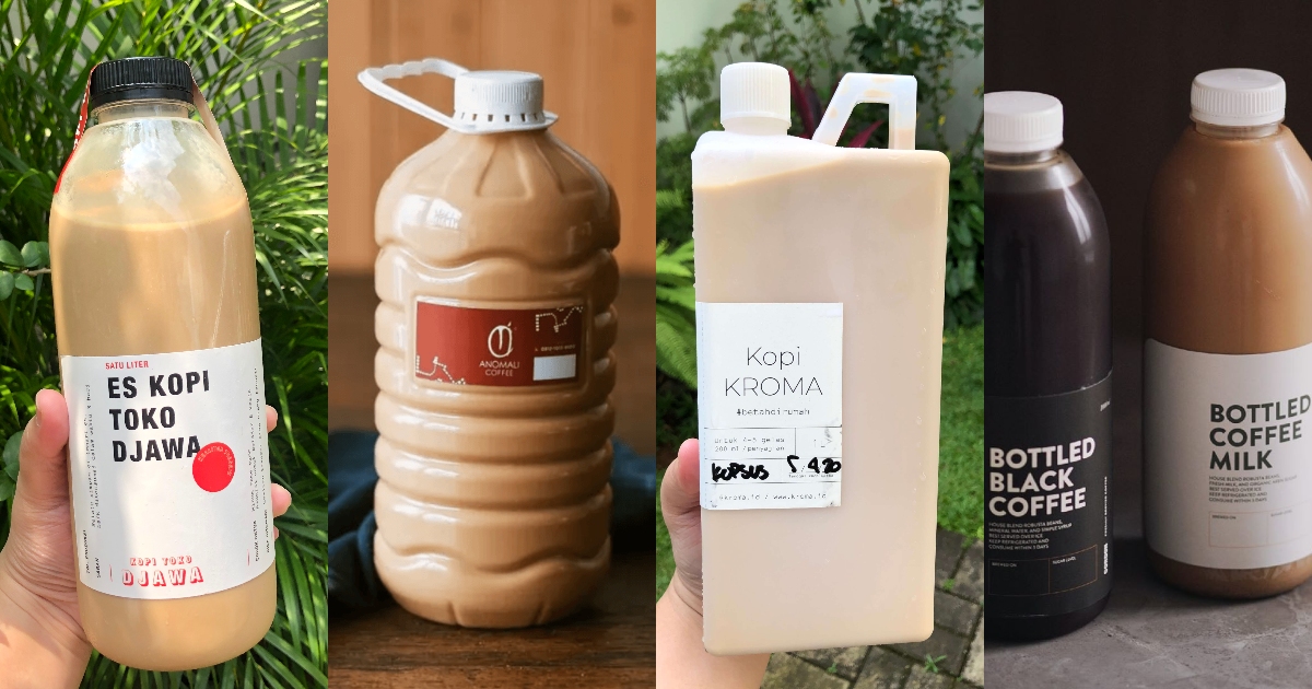 You can now stock up on es kopi for two to three days as most specialty cafés are now selling their beverages in 1-liter bottles, which are equal to approximately five cups. Photos: Nadia Vetta Hamid for Coconuts Media (photo 1 and 3), Tokopedia/Anomali Coffee (photo 2), Instagram/@gordonjkt (photo 4)