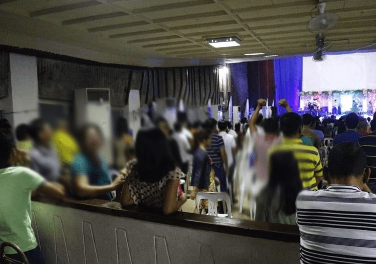 The worship service at the Word of God Spirit and Living Ministries before it was stopped by the authorities. Photo: Cagayan de Oro City PIO