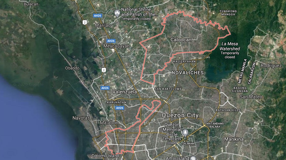 Caloocan City map. Photo: Google maps