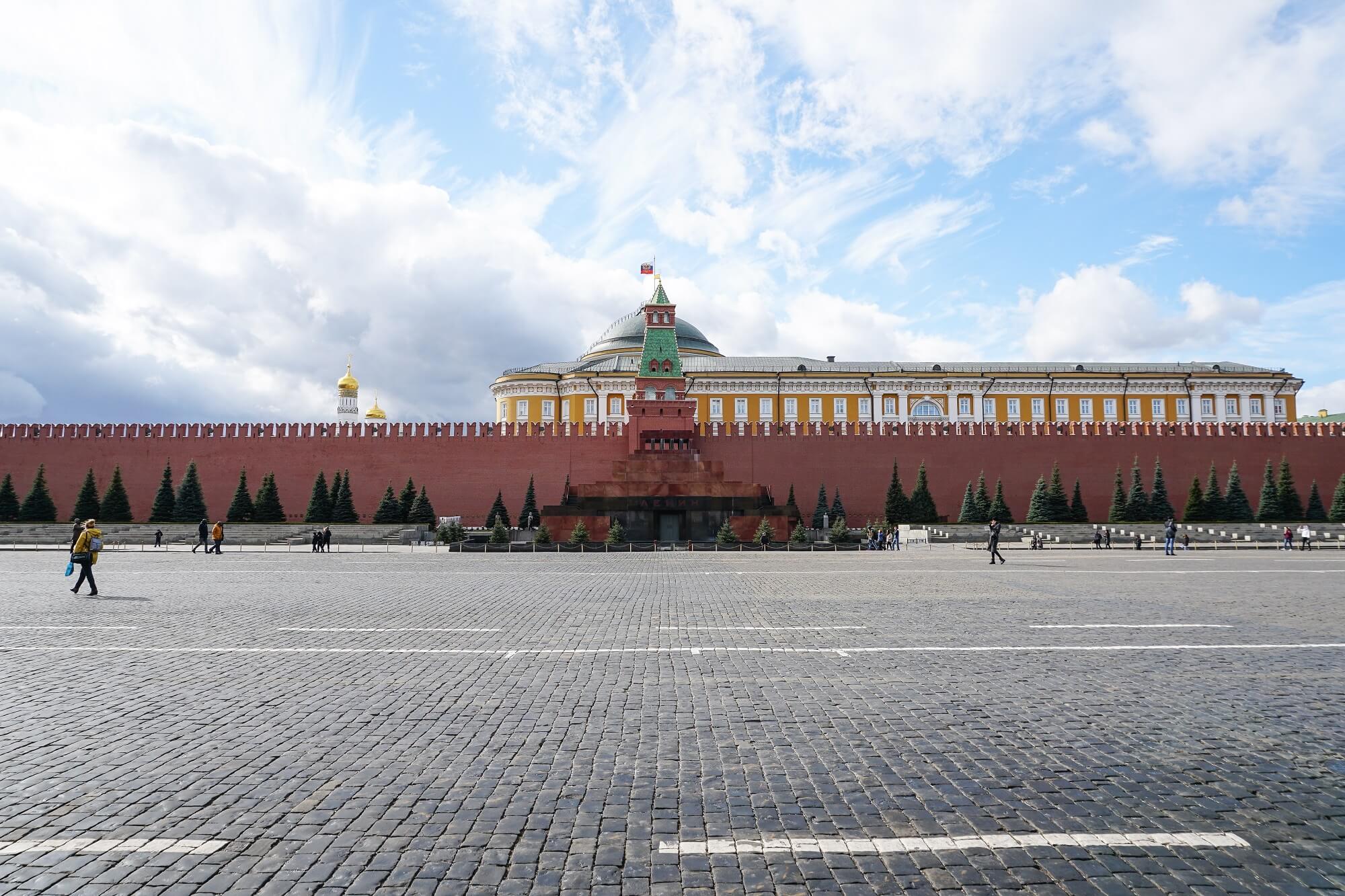 Lenin’s Mausoleum located next to the Moscow Kremlin Wall