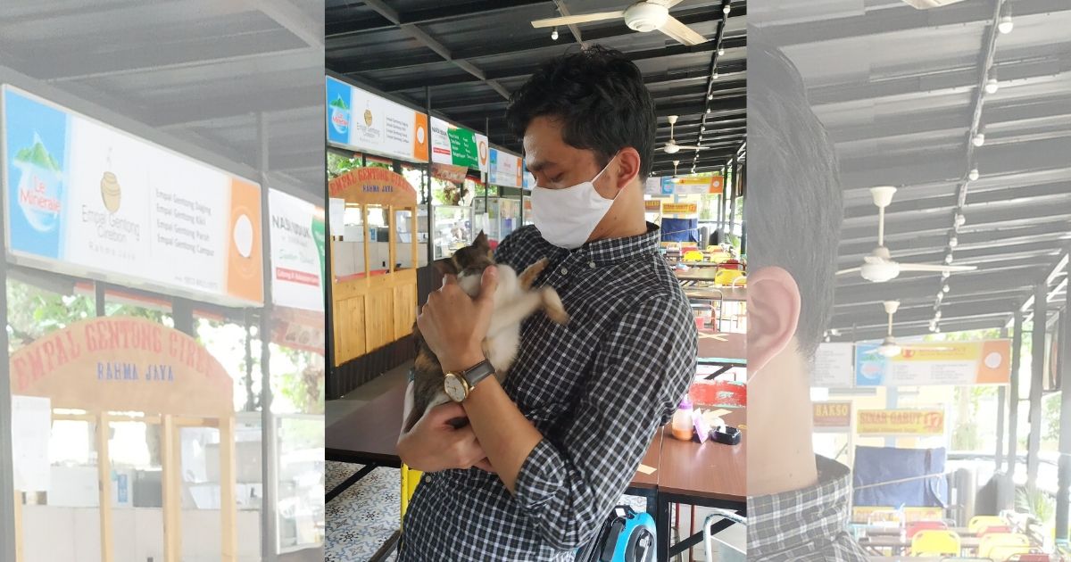 The first thing that Ravio Patra, a human rights activist and outspoken critic of the Indonesian government who was detained on Wednesday night, did upon his release was to hug and feed stray cats. Photo: Twitter/@tunggalp