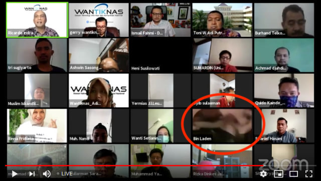 Zoombombing Indonesian ICT board's virtual meeting. Courtesy: Coconuts
