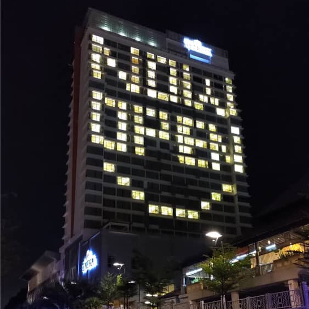 On May 17, the hotel lit up to let everyone know its open for business according to conditional movement control order (CMCO) measures. Photo: Instagram / Hotel Tenera Bangi