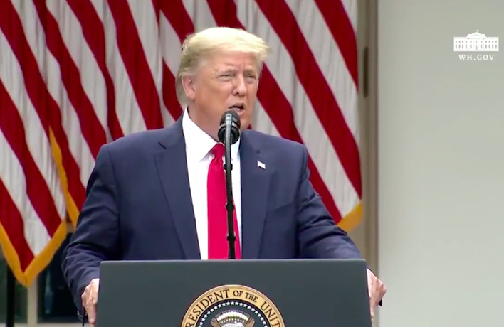 US President Donald Trump addresses media in the Rose Garden of the White House on May 29, 2020.