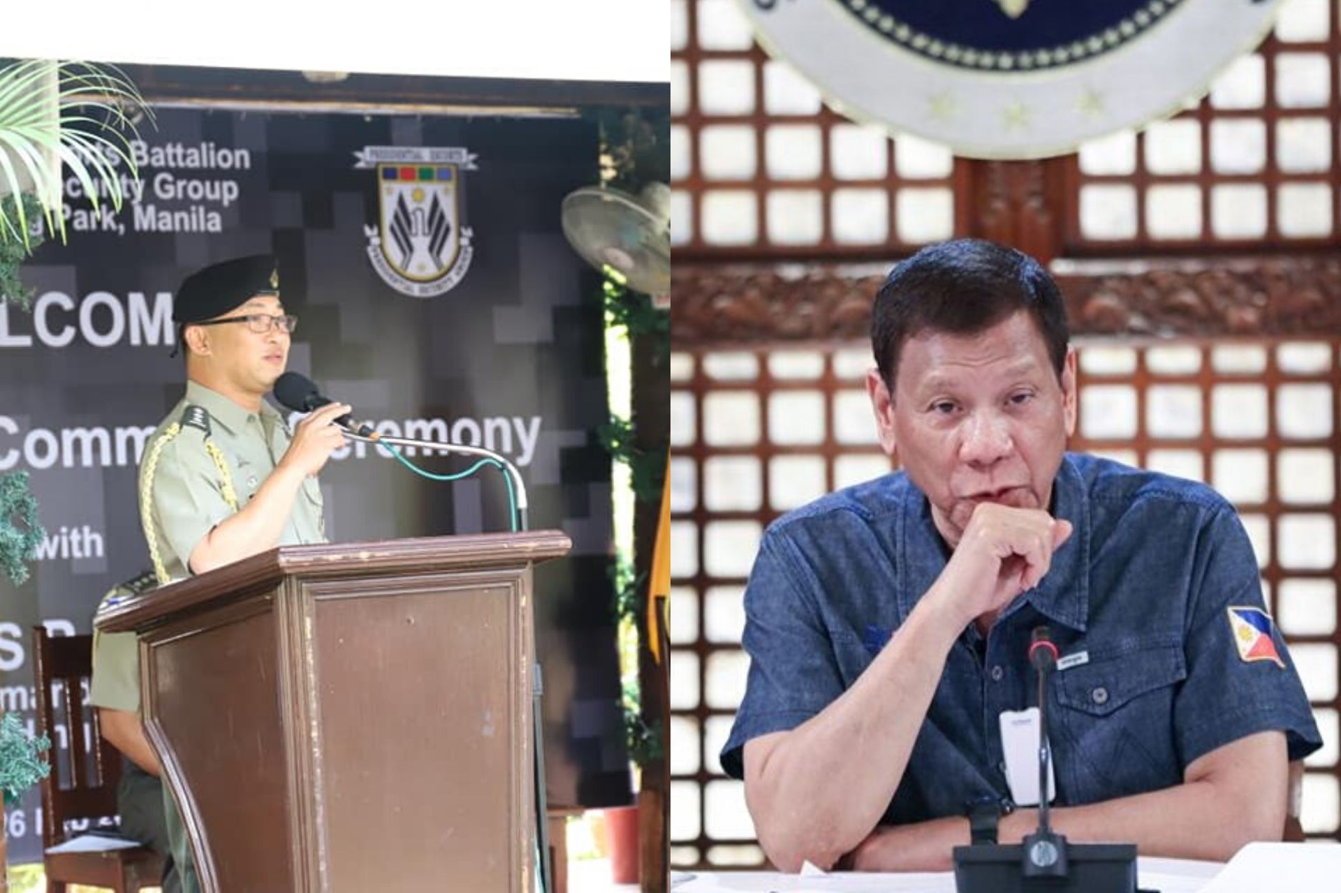 PSG Commander Col. Jesus Durante III <I></noscript>Photo: PSG / FB</i>, President Rodrigo Duterte <i>Photo: Presidential Communications Group / FB</i>