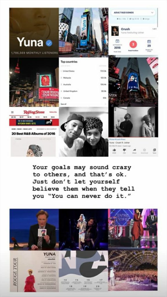Yuna shares a subsequent Instagram story compiling her moments of success. Photo: Instagram @yuna