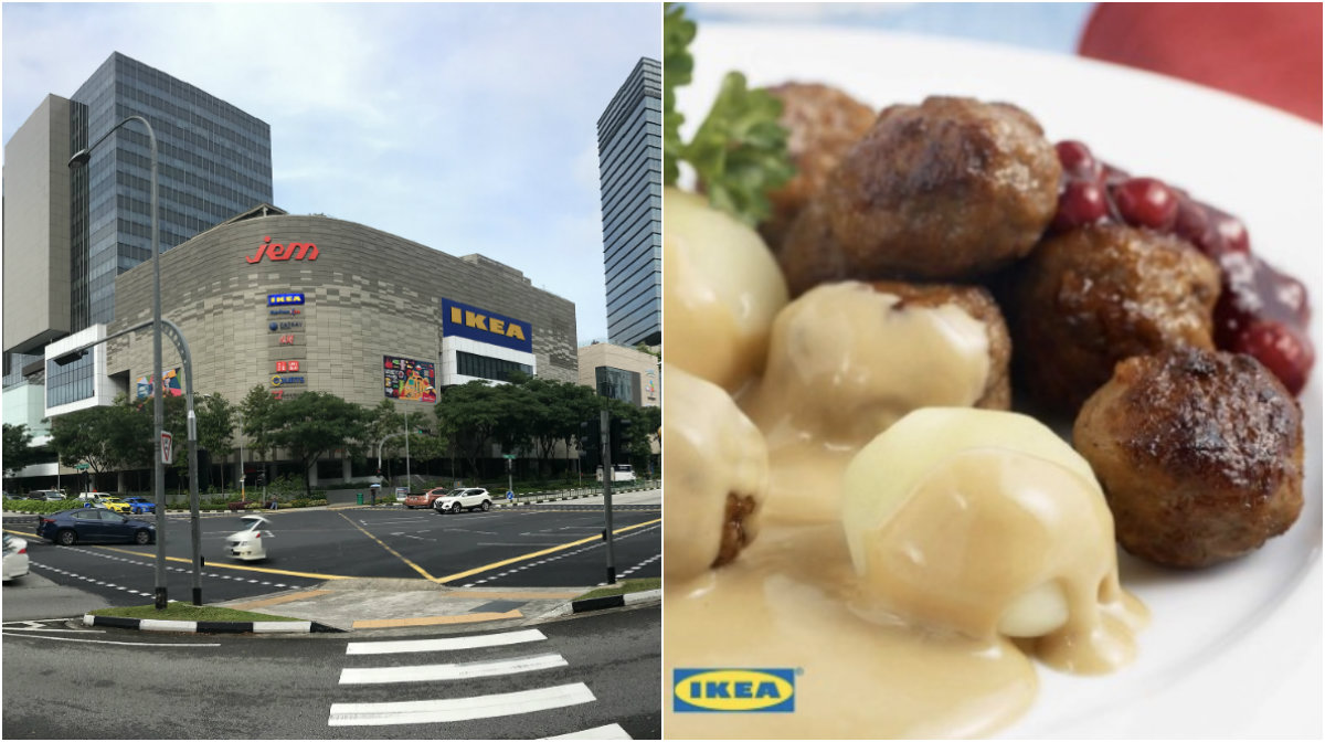 At left, the Jem shopping mall in Jurong East Singapore will be home to Singapore’s third Ikea store. Its famed Swedish meatballs, at right. Images: Ikea Singapore
