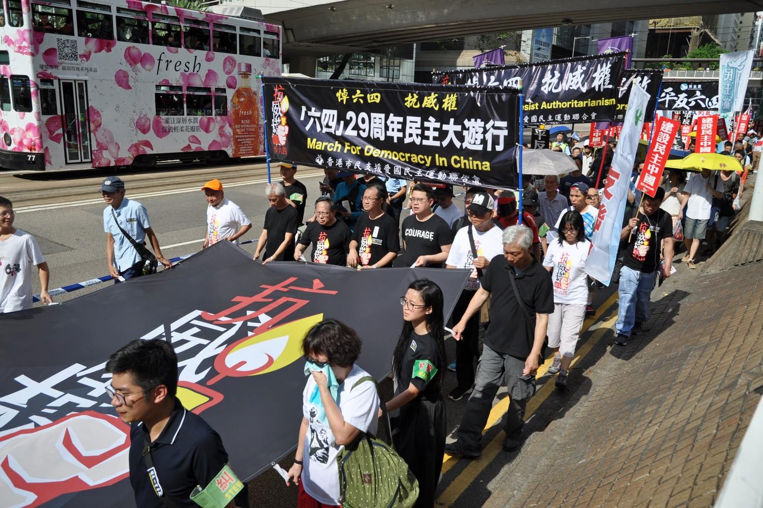 Thousands march in Wan Chai to commemorate the anniversary of the Tiananman massacre on May 21, 2018. Photo: Hong Kong Alliance/Facebook