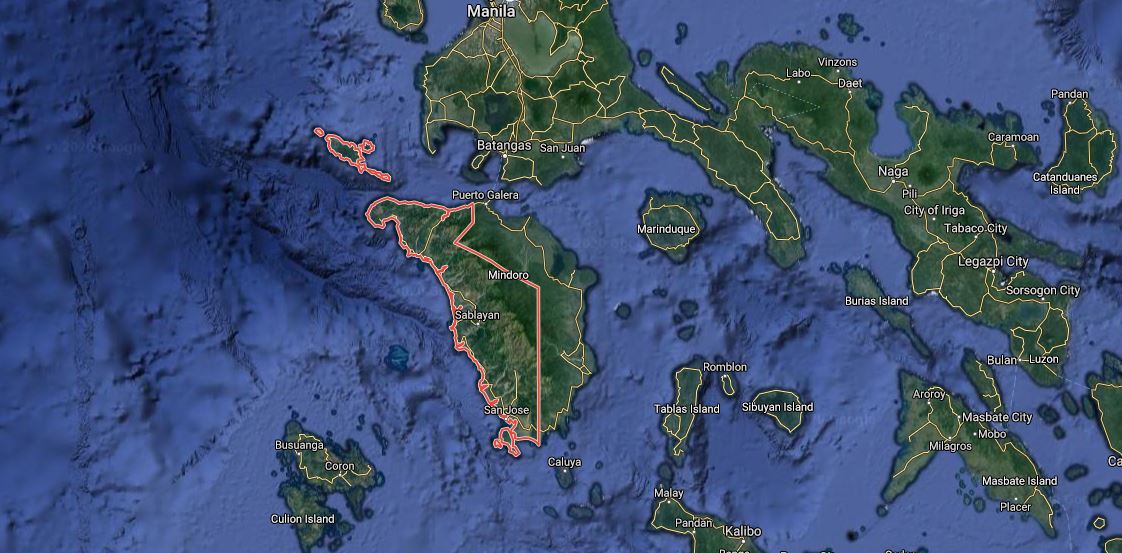 Occidental Mindoro map. Image from Google maps
