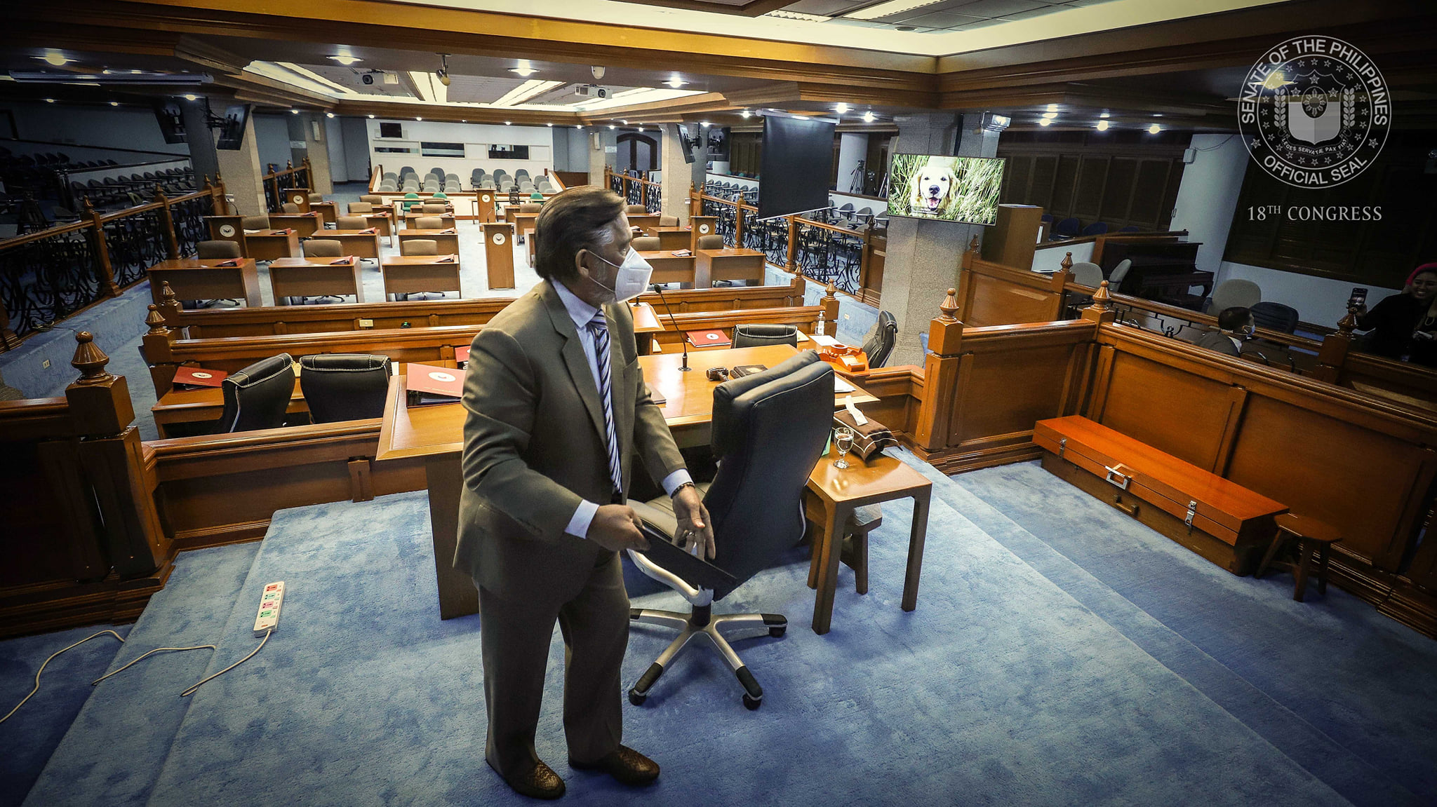 Senate President Vicente Sotto as he leaves the session hall earlier this week. Photo: Senate of the Philippines/FB