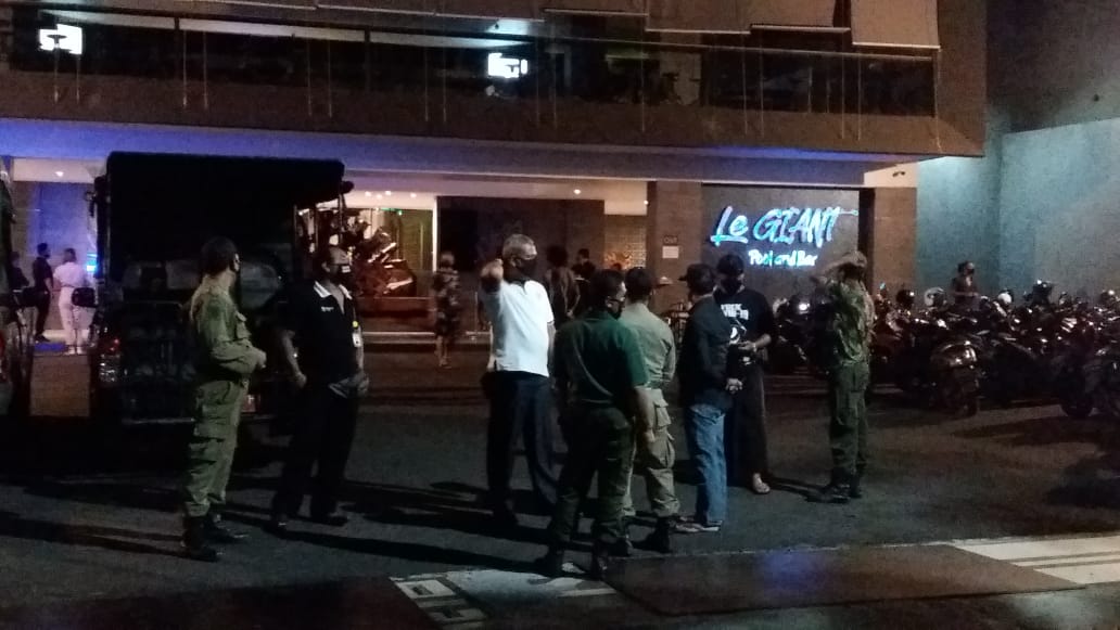 Local authorities raided Le Giant Pool & Bar last night and instructed visitors to vacate the premises. Photo: Satpol PP Badung