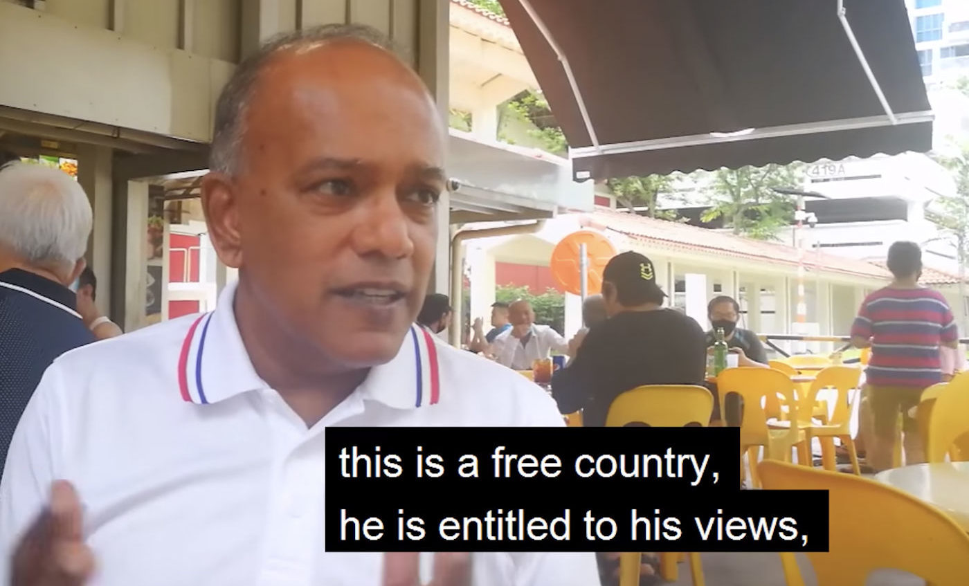 Law and Home Affairs Minister K Shanmugam share his views on Tan Wu Meng’s opinion about Alfian Sa’at, and Pritam Singh. Photo: K Shanmugam/Facebook