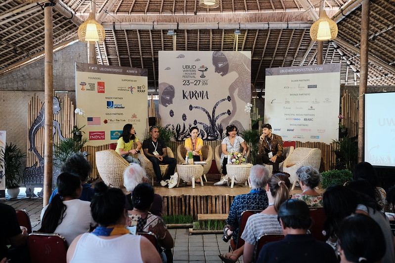 A panel featuring Bali’s art activists at the 2019 Ubud Writers & Readers Festival. Photo: Anggara Mahendra/UWRF