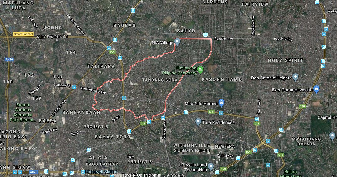 Tandang Sora, Quezon City map. Photo from Google maps