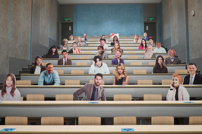 Celebrity cutouts in a classroom. Photo: Sunway University
