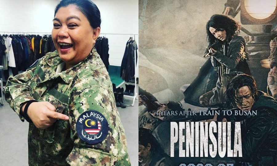 Bella Rahim in her Major Jane uniform (left) and a poster for the movie ‘Peninsula’ (right). Photos: Bella Rahim and Peninsula Movie /Instagram
