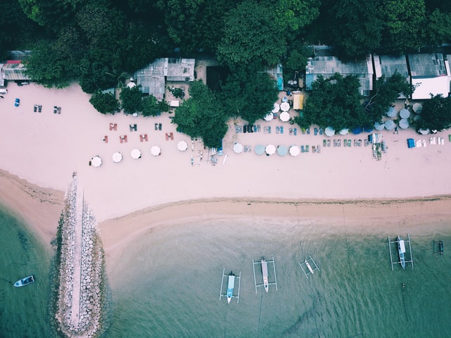 An aerial view of a beach in Bali. Photo: Unsplash