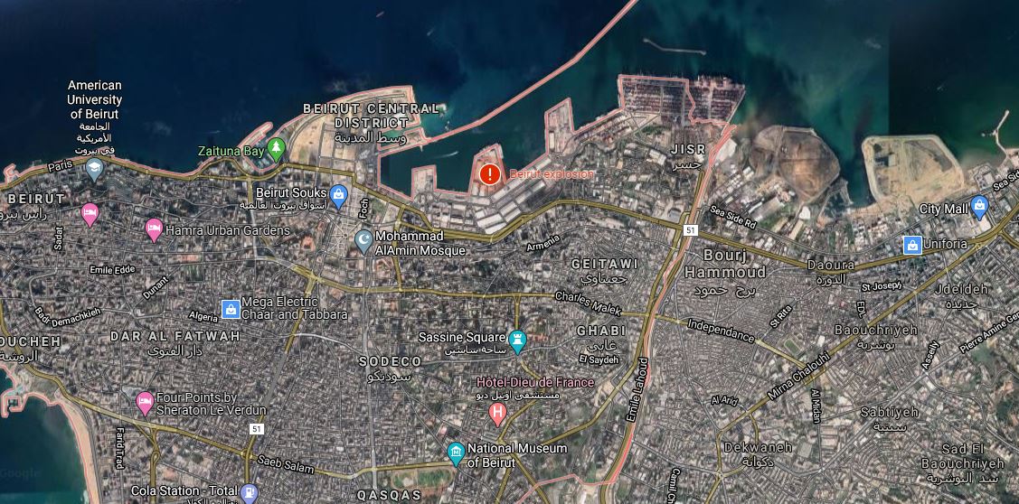 Beirut map. Photo: Google maps