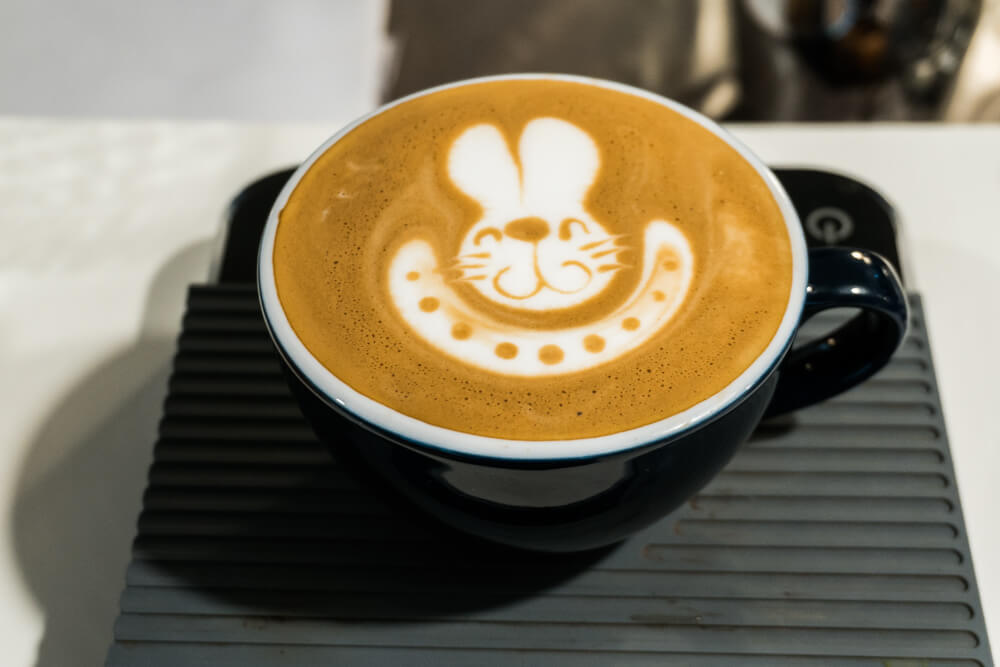 A Flat White with bunny latte art
