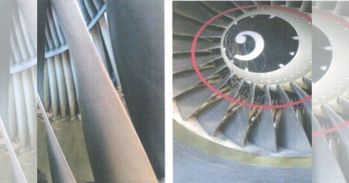 Kite strings sucked into the aircraft engine. Photo: Soekarno-Hatta International Airport authorities
