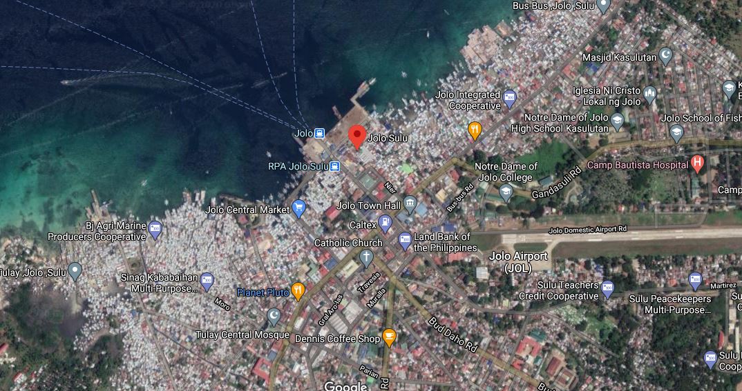 Jolo, Sulu map. Image from Google maps