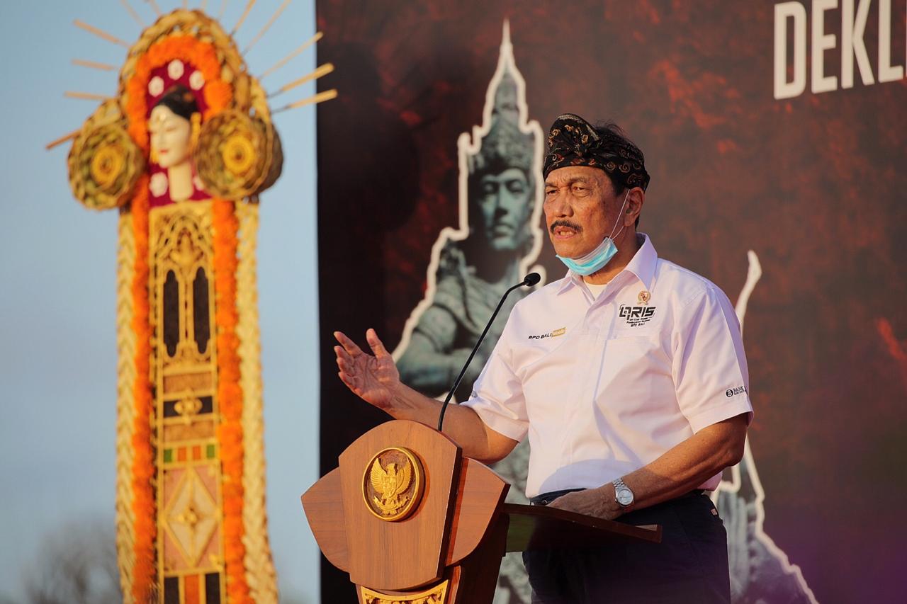 Coordinating Minister for Maritime Affairs and Investment Luhut Pandjaitan during Bali reopening ceremony last month. Photo: Ministry handout. 