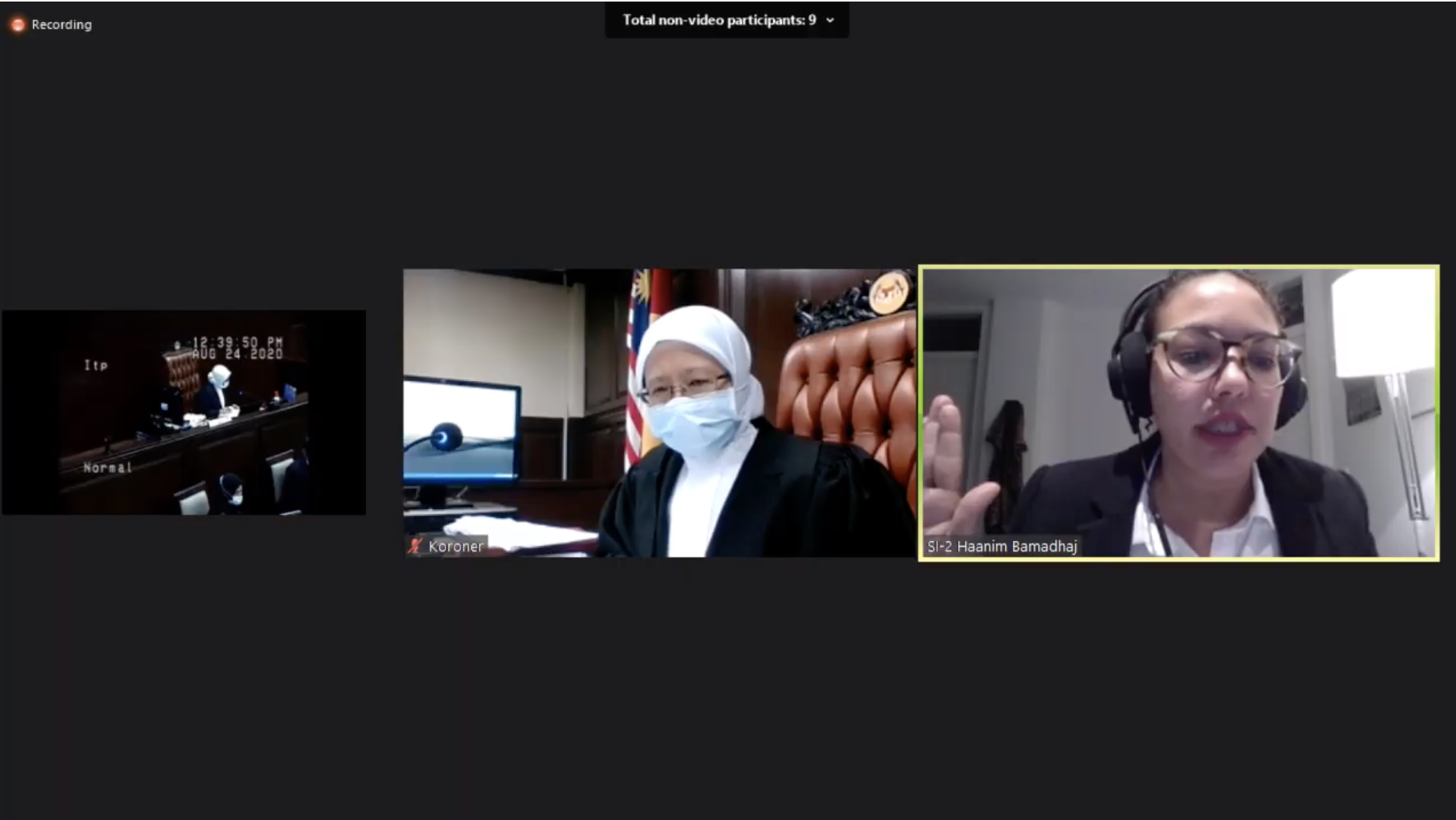 Haanim Bamadhaj (right) speaking to Maimoonah Aid over Zoom. Photo: The Malaysian Judiciary /Youtube
