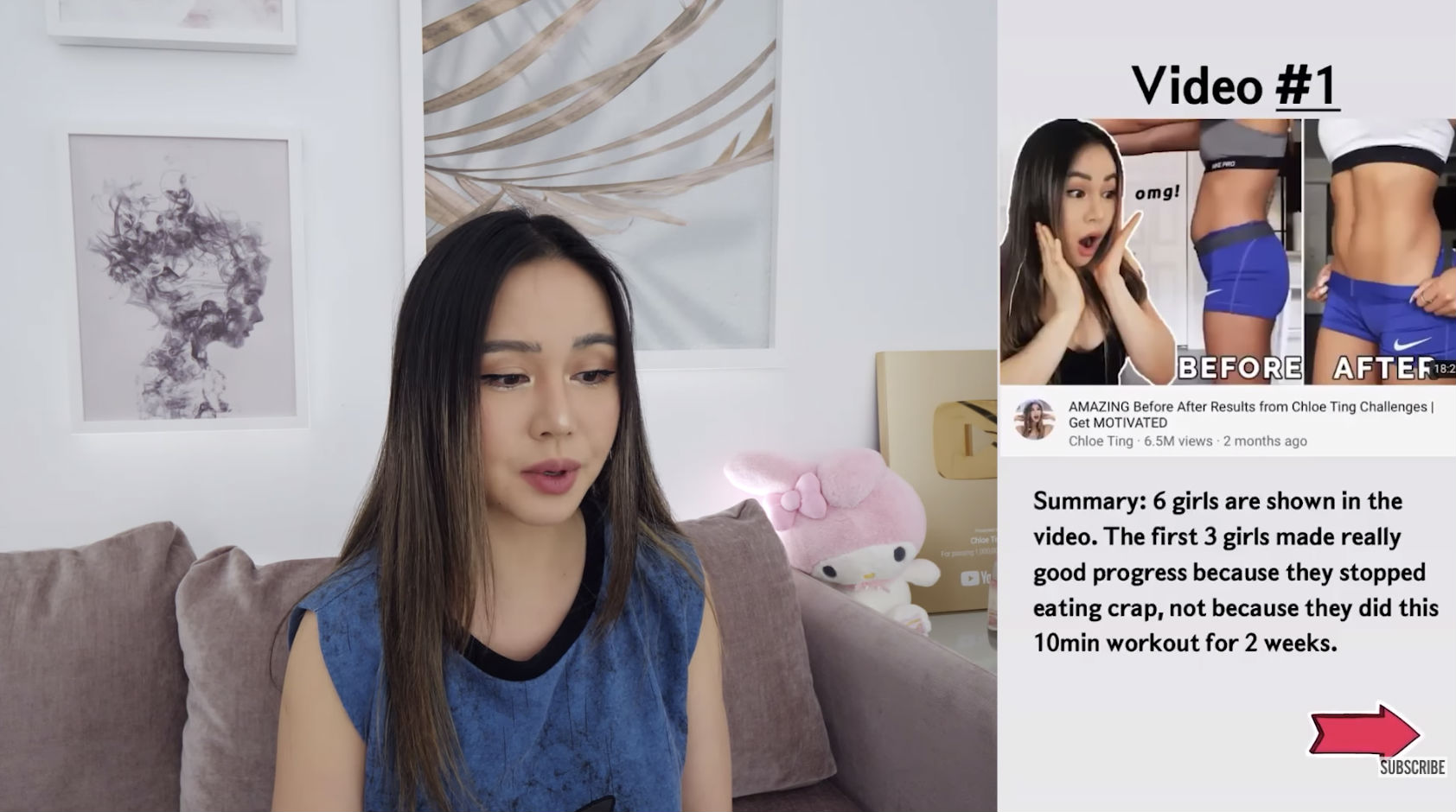 Fitness YouTuber Chloe Ting in a video titled ‘Time to Talk.’ Image: Chloe Ting/YouTube