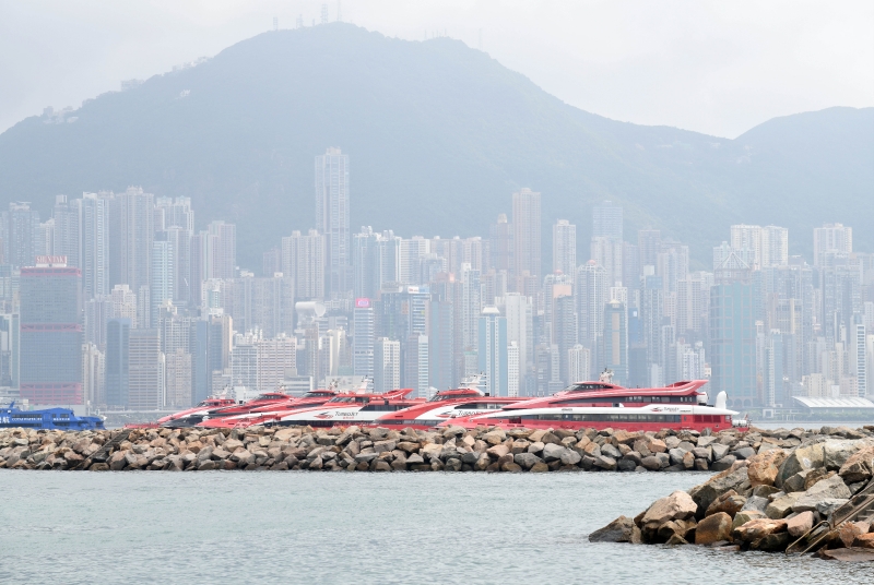 Cross-boundary vessels parked near the Yau Ma Tei Typhoon Shelter. Photo via Hong Kong government’s Information Services Department