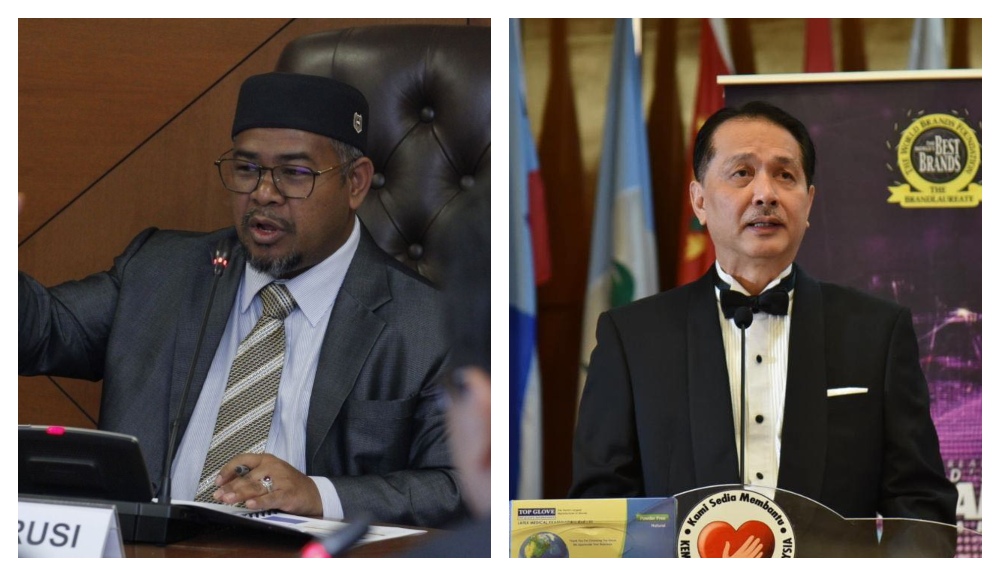 Khairuddin speaking at a meeting in February (left), Noor Hisham speaking at an event in July (right). Photos: Khairuddin Aman and Noor Hisham /Facebook
