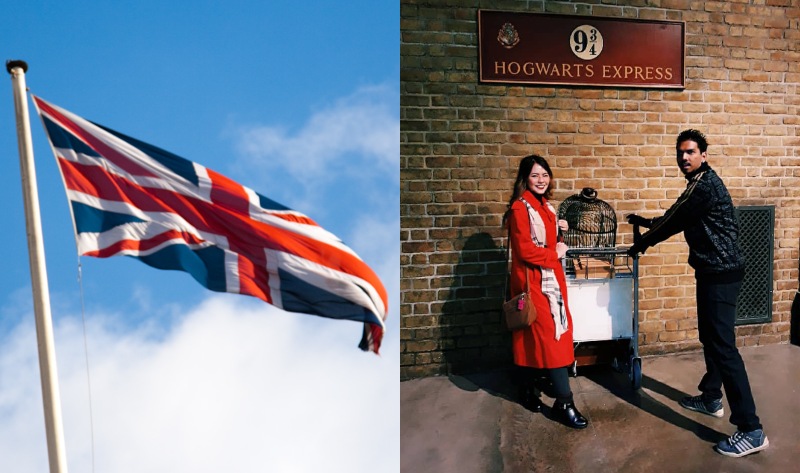 The Union Jack (left) and Malaysians in England last year. Photo: Saud AlSheraihi, Coconuts KL