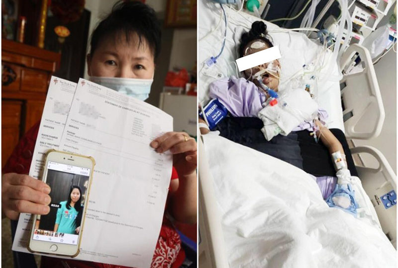 Photos posted by Goh Meng Huang show his mother, at left, and their domestic helper May Thu in hospital, at right. Photos: Goh Meng Huang / Courtesy