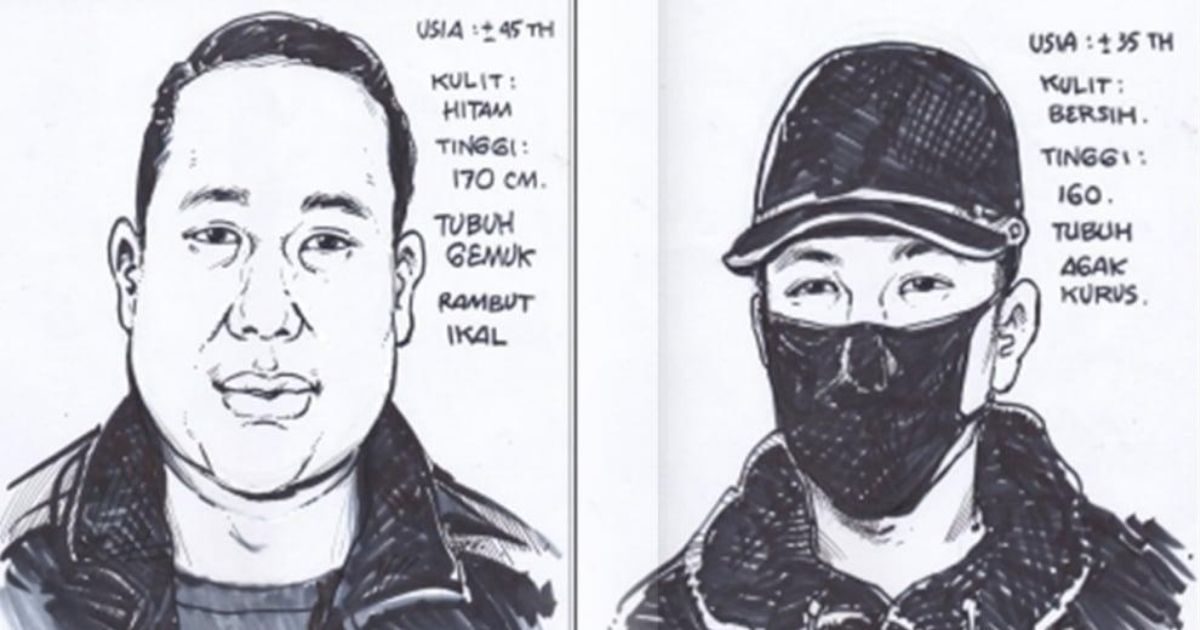 Sketches of the alleged gunmen who shot a businessman to death in Kelapa Gading, North Jakarta on Aug. 13. Photo: Istimewa
