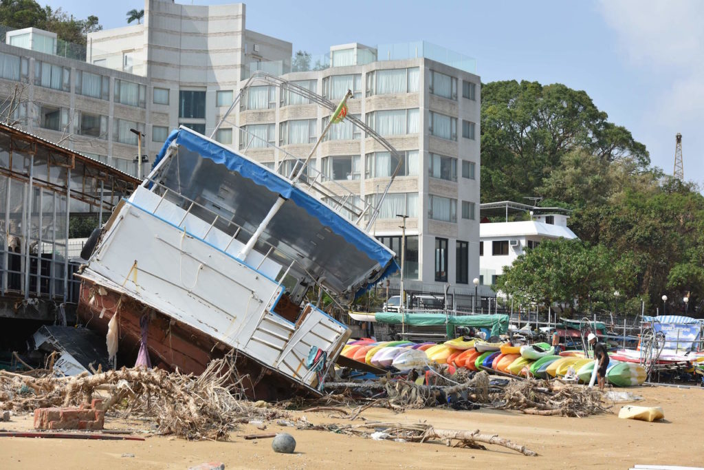 A beach in Sai Kung after Super Typhoon Mangkhut hit Hong Kong in Sept. 2018. Photo via Hong Kong government's Information Services Department