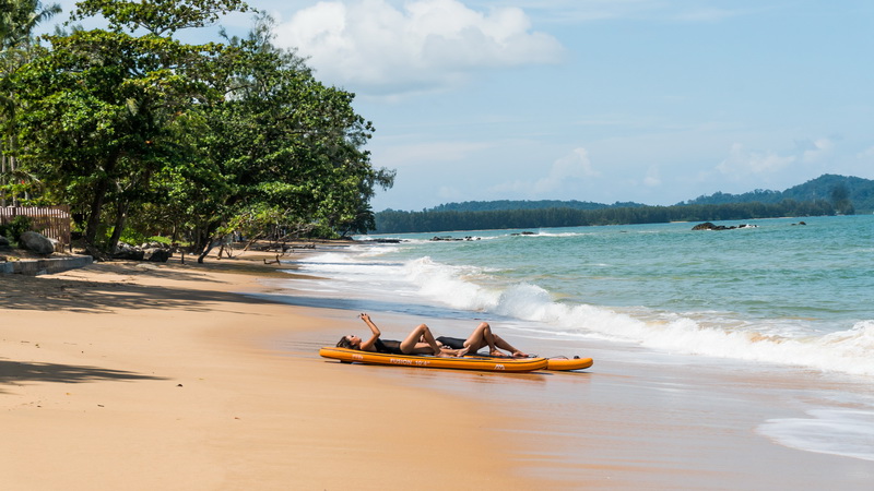 Kayakers relax in August on South Khao Lak Beach in Phang Nga province. Photo: Coconuts